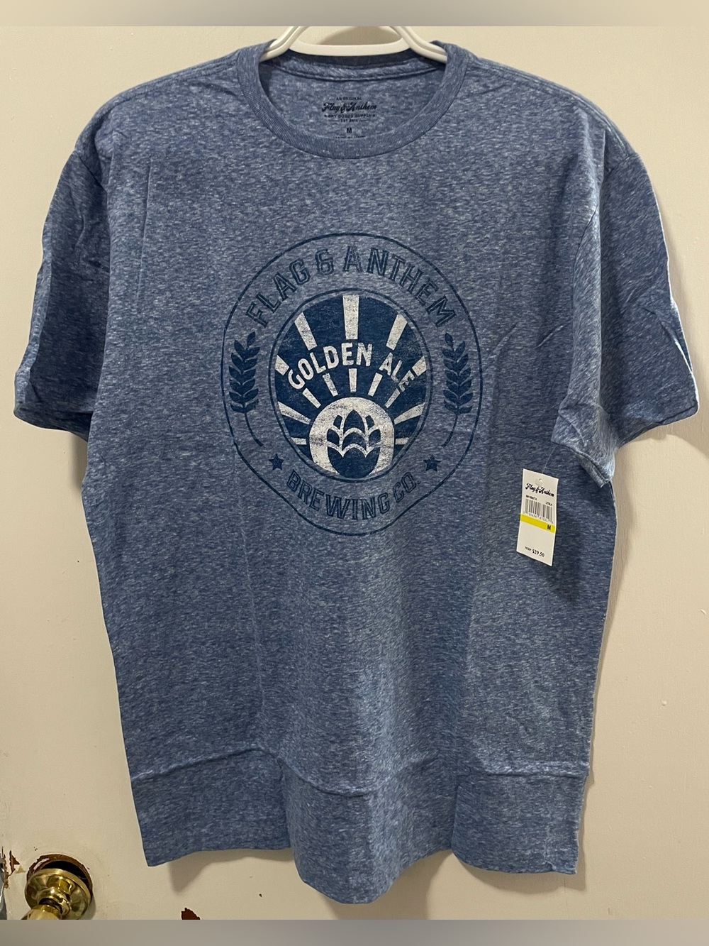 Flag & Anthem Men’s Light Blue Heather Graphic Tee Short Sleeve T-Shirt Medium M